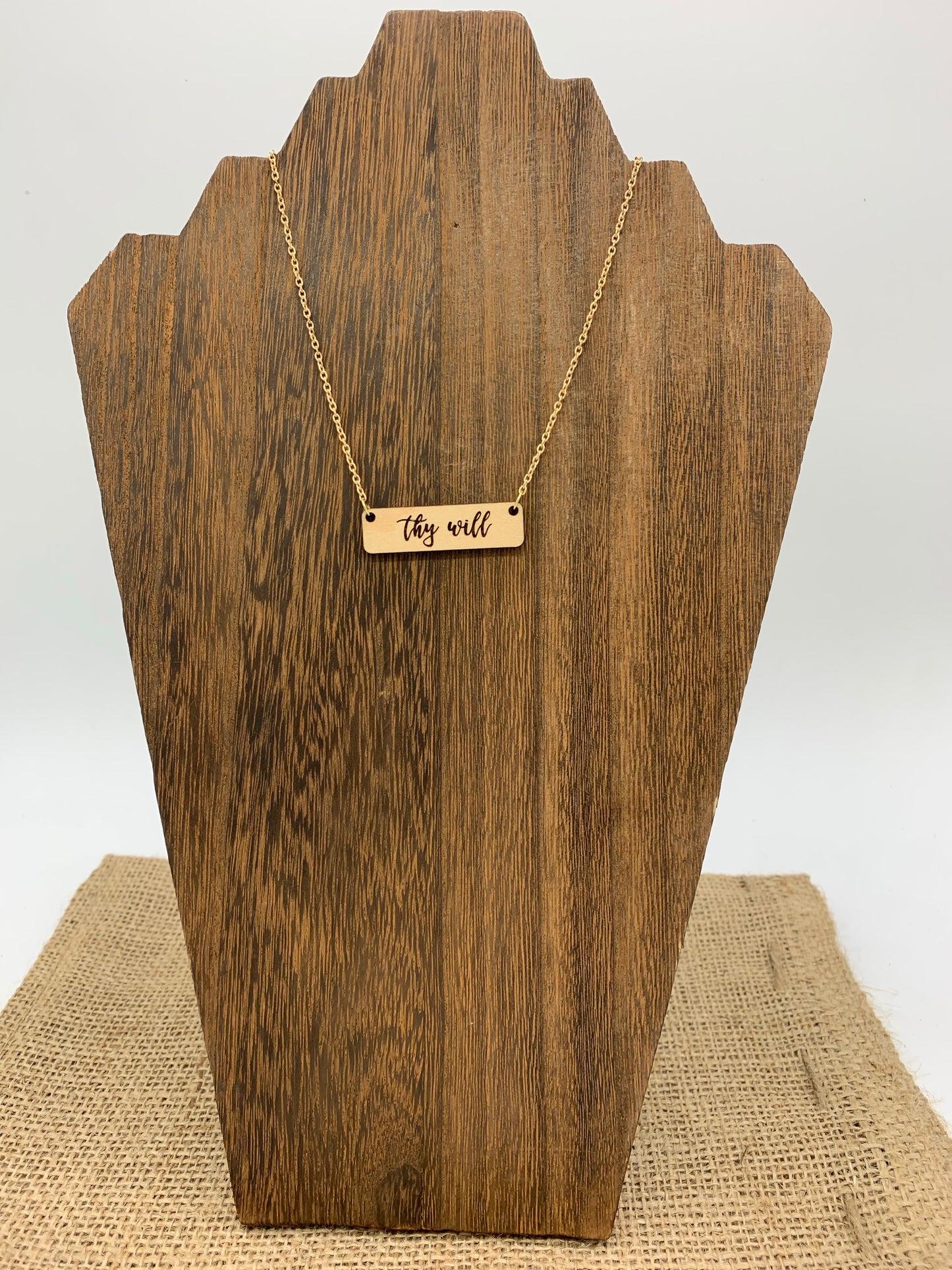 Thy Will laser engraved 14 inch necklace